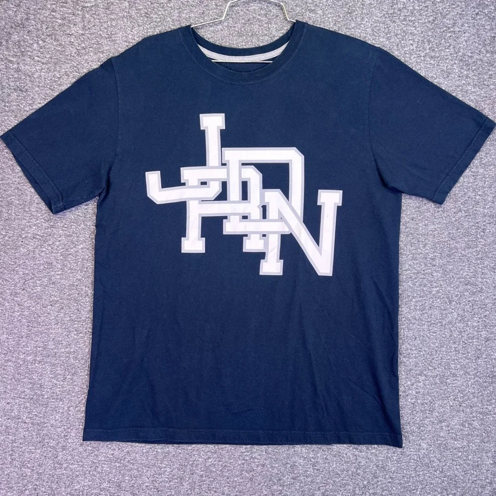 Jordan Shirt Men L Navy Athletic Casual Short Sleeve JRDN Graphic Jumpman Cotton